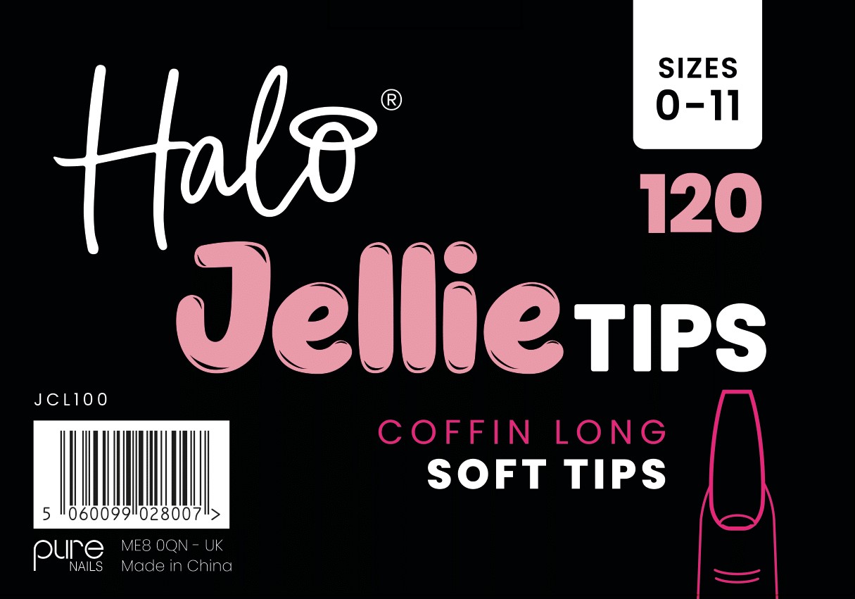 Halo Jellie Tips 120st Coffin Long Mixed Sizes 0-11
