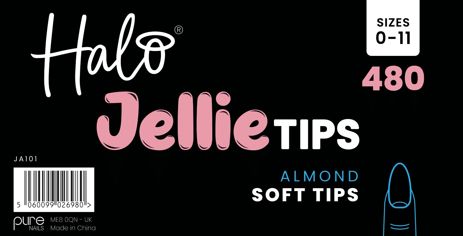 Halo Jellie Tips 480st Almond Mixed Sizes 0-11