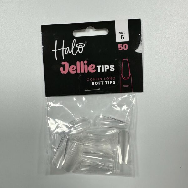 Halo Jellie Nail Tips 50st Coffin Long Sizes 6 One Size