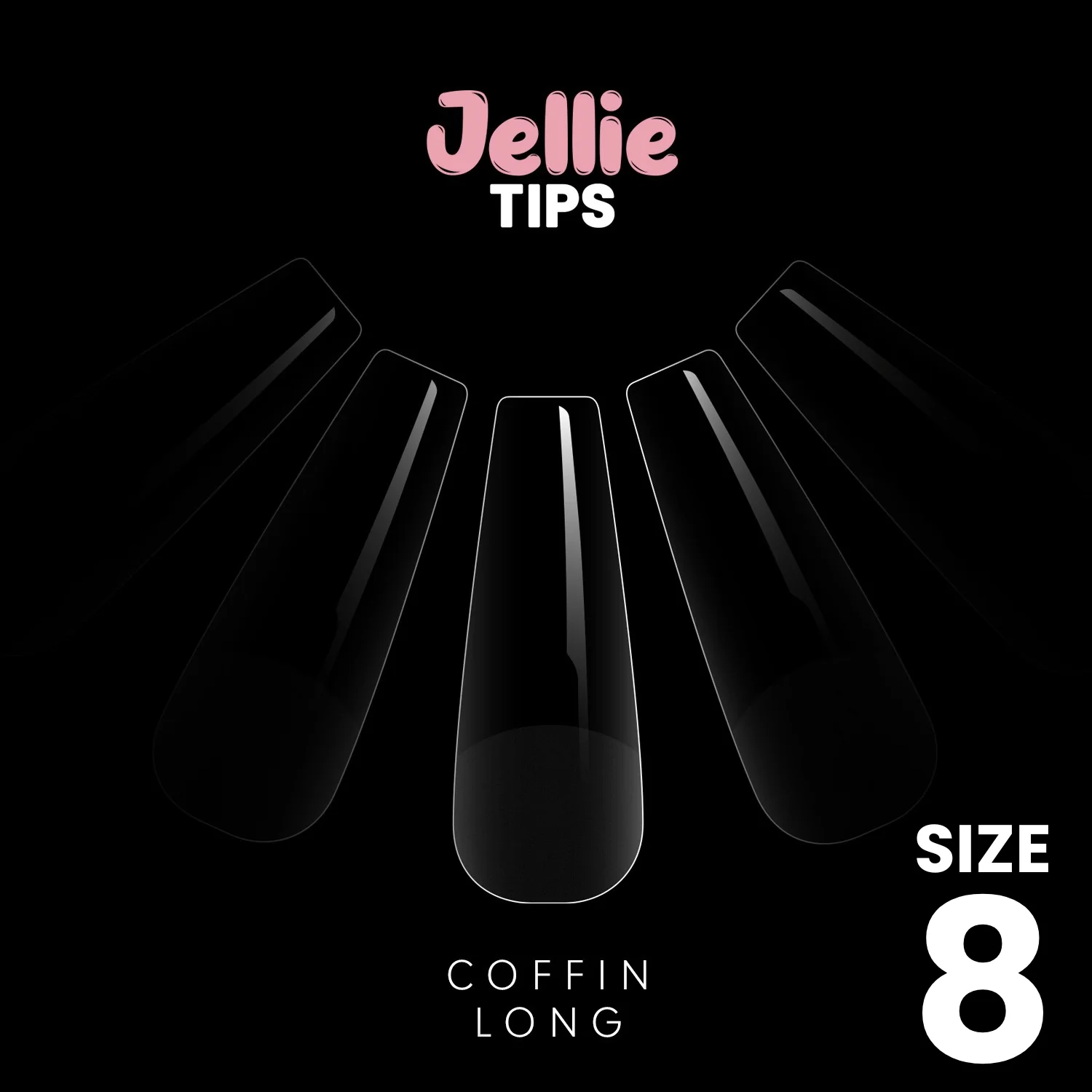 Halo Jellie Nail Tips 50st Coffin Long Sizes 8 One Size