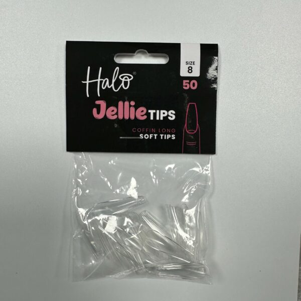 Halo Jellie Nail Tips 50st Coffin Long Sizes 8 One Size