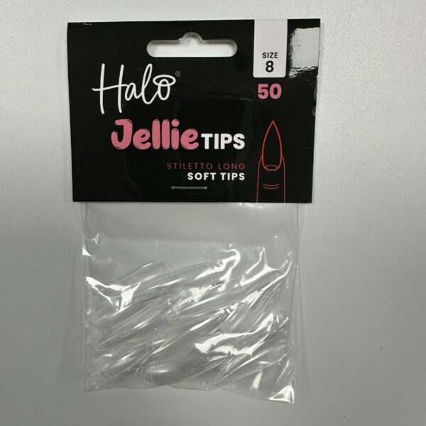 Halo Jellie Nail Tips 50st Stiletto Long Sizes 8 One Size